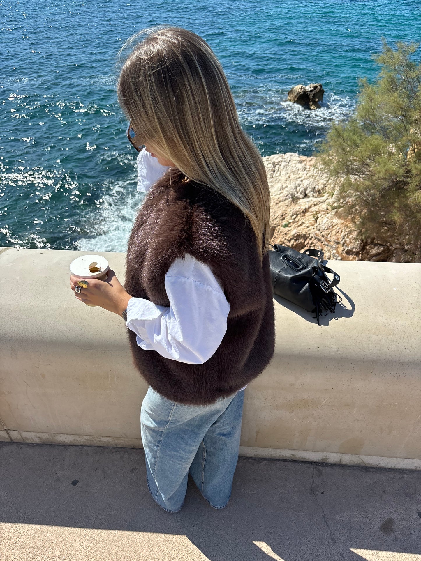 Veste fourrure LARA chocolat