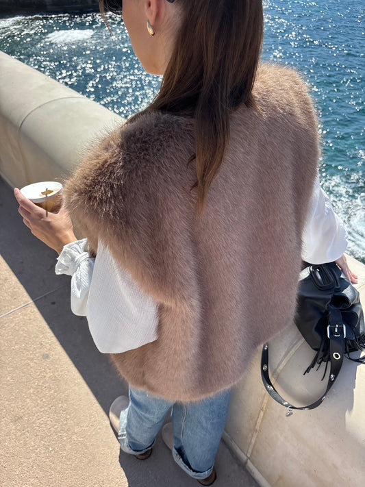 Veste fourrure LARA taupe
