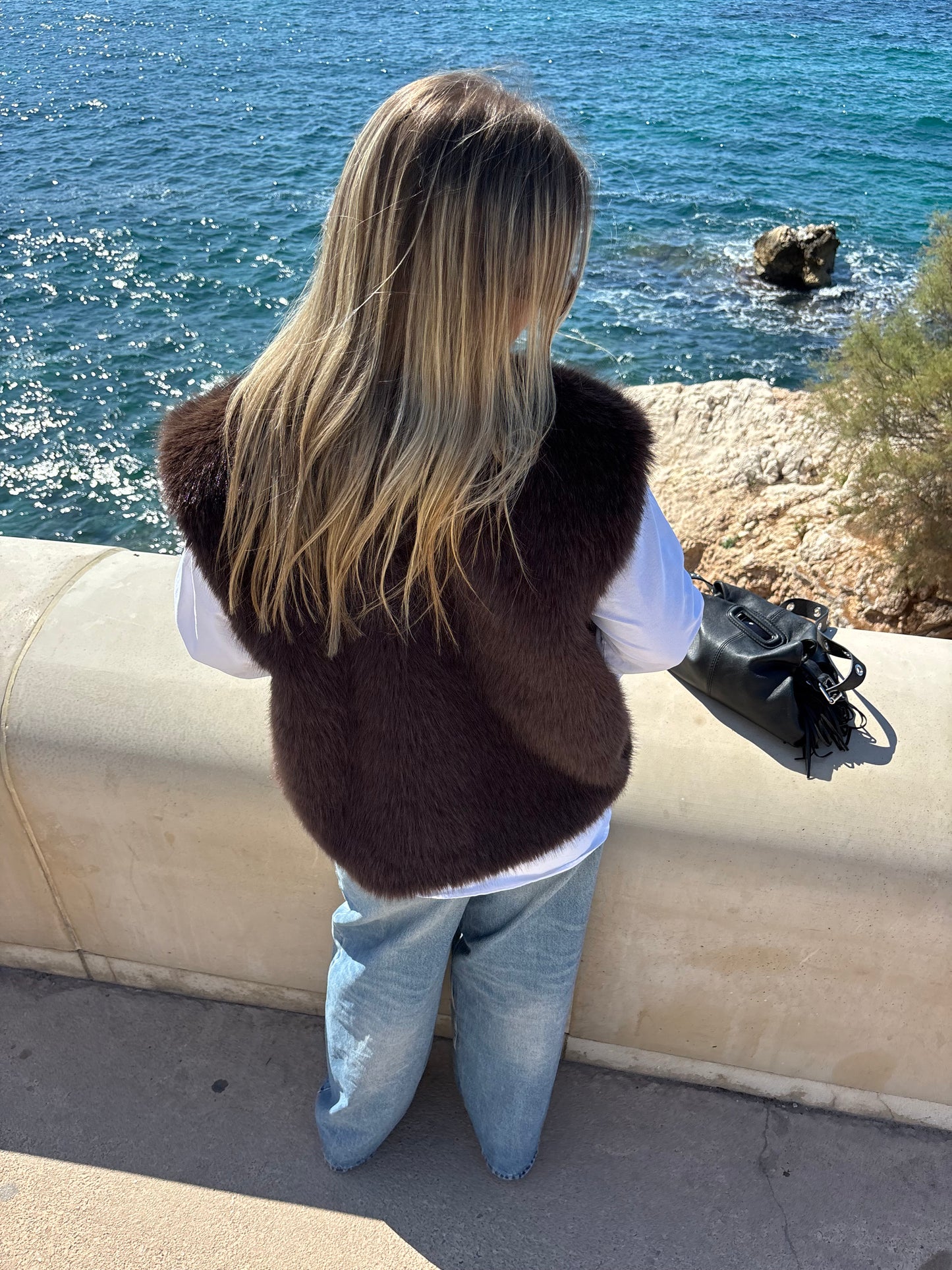 Veste fourrure LARA chocolat