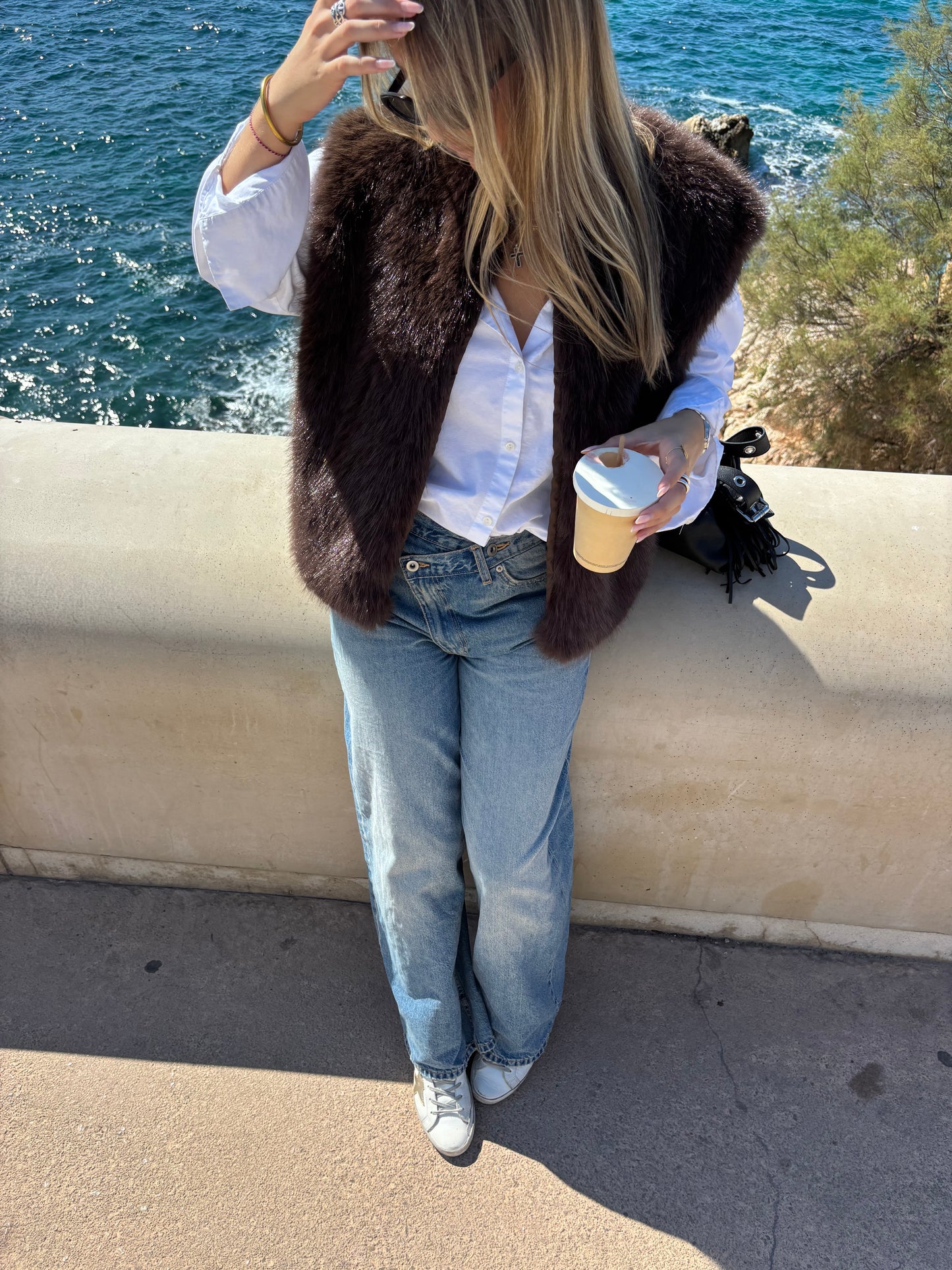 Veste fourrure LARA chocolat