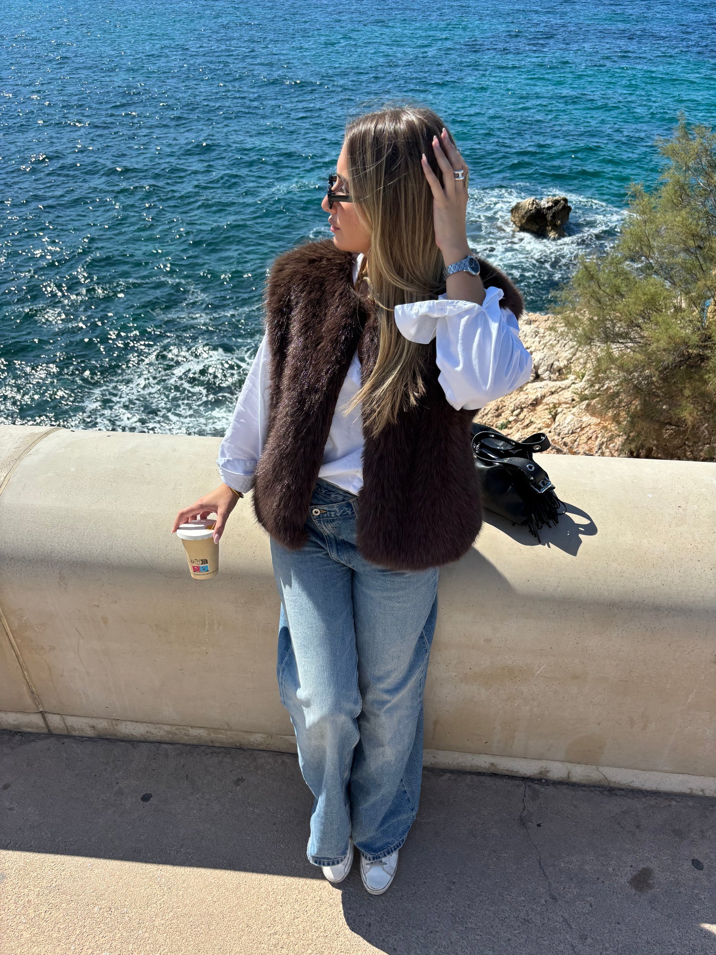 Veste fourrure LARA chocolat