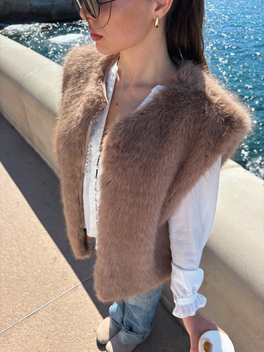 Veste fourrure LARA taupe